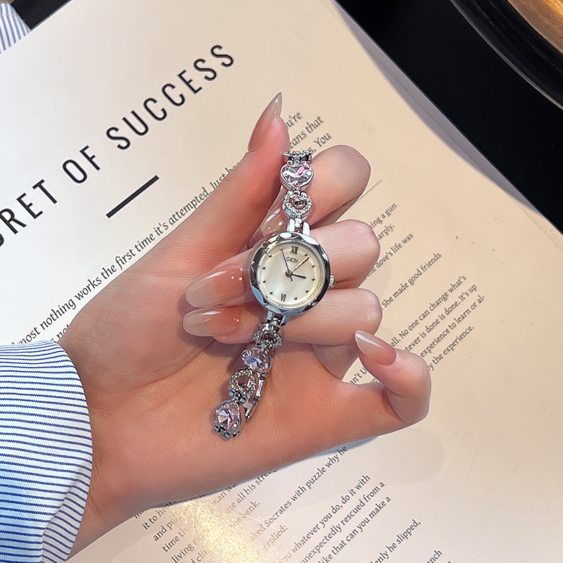 Fluted Bezel Crystal Link Bracelet Watch