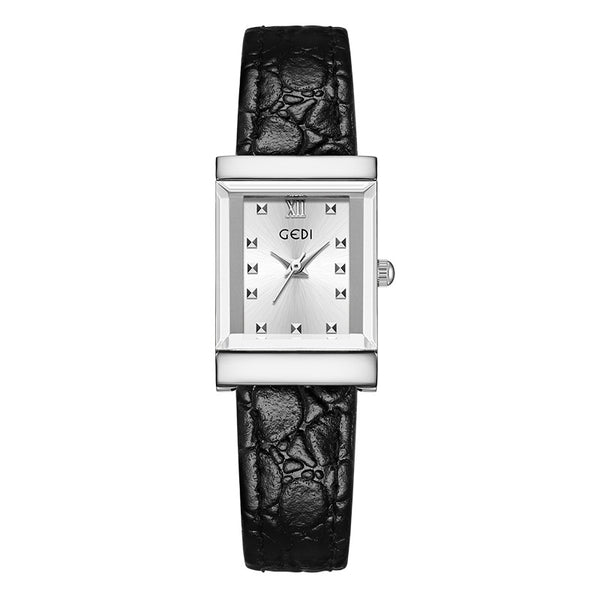 The Square Stud Dial Leather Watch