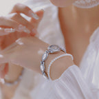 Oval Dial Gemstone Link Bracelet Watch