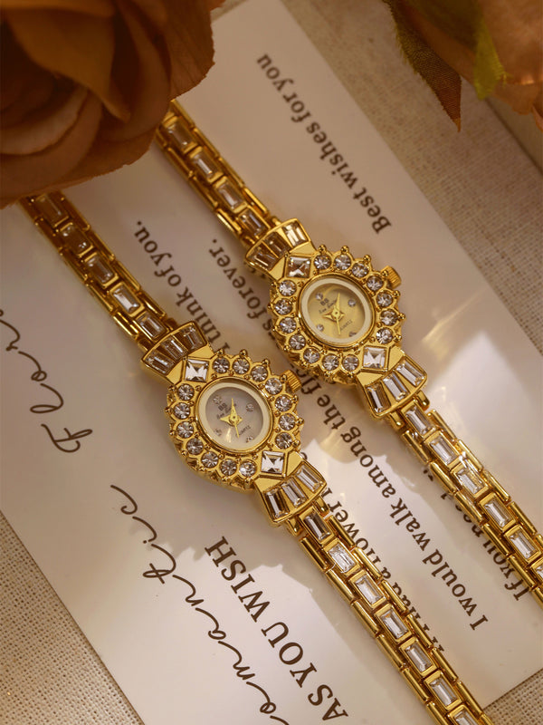 Crystal Flower Dial Link Bracelet Watch