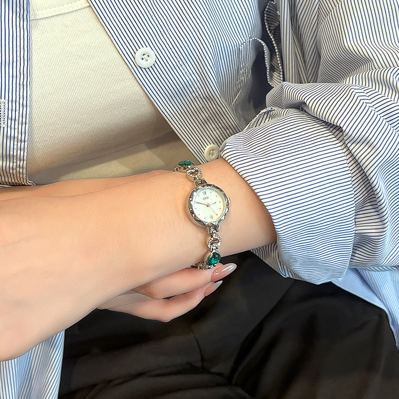 Fluted Bezel Crystal Link Bracelet Watch