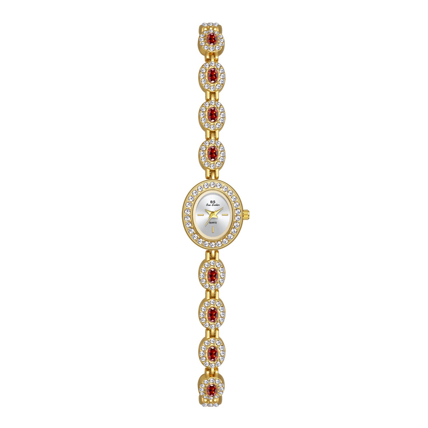 Oval Gemstone Crystal Link Bracelet Watch