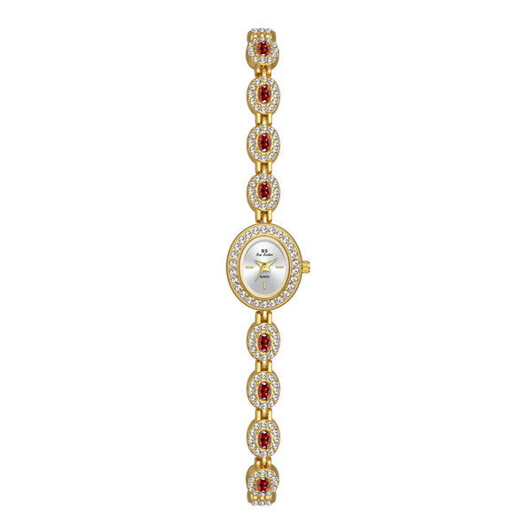Oval Gemstone Crystal Link Bracelet Watch