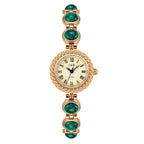 Textured bezel Roman dial pearl watch green