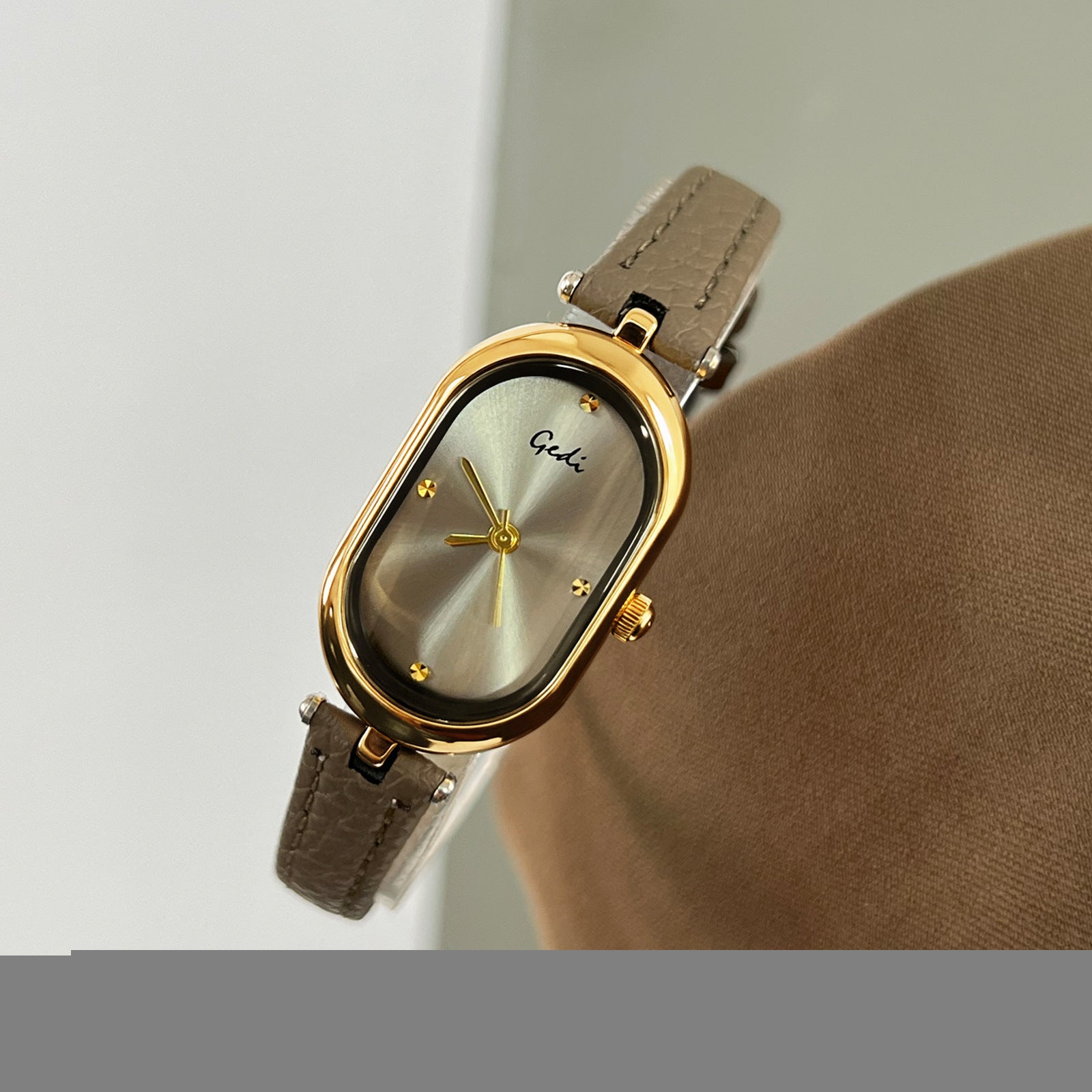Oval Minimal Dial Slim Strap Watch