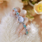 Oval Dial Gemstone Link Bracelet Watch