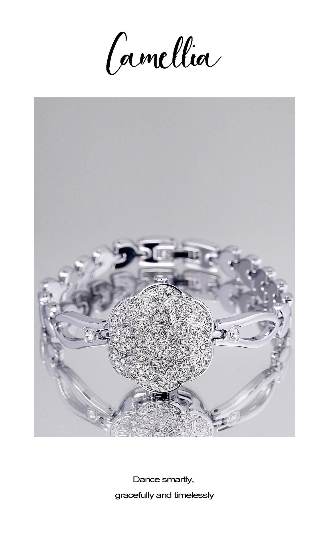 Floral Crystal Dial Link Watch