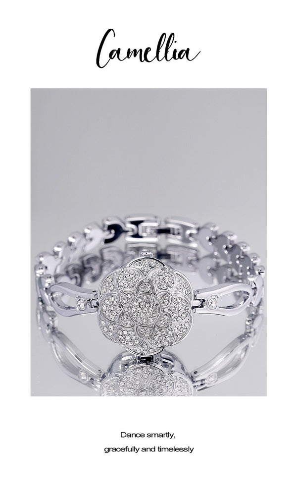 Floral Crystal Dial Link Watch