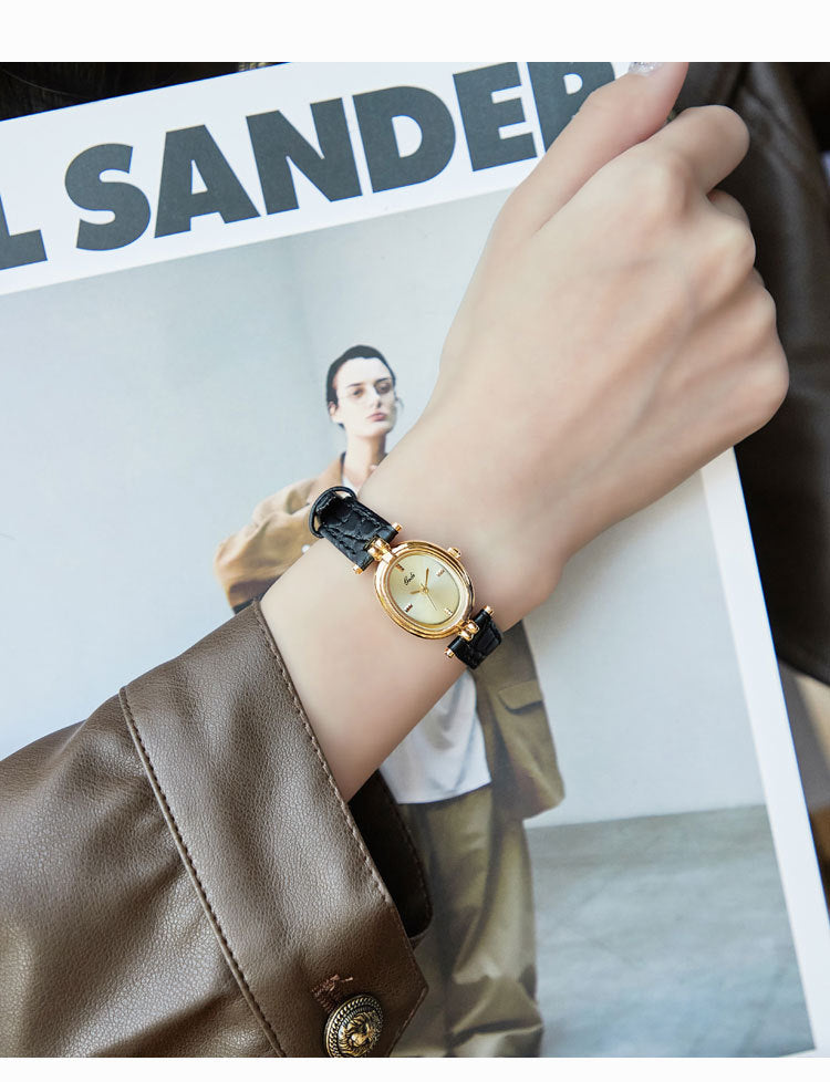 Oval Minimal Dial Classic Strap Watch