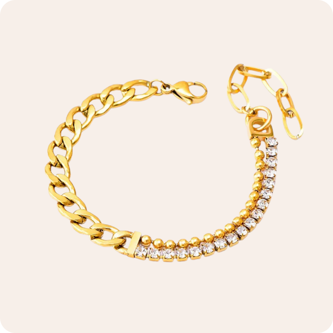 Asymmetrical Rhinestone Titanium Steel Bracelet