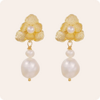 Baroque Floral Pearl Silver Earrings