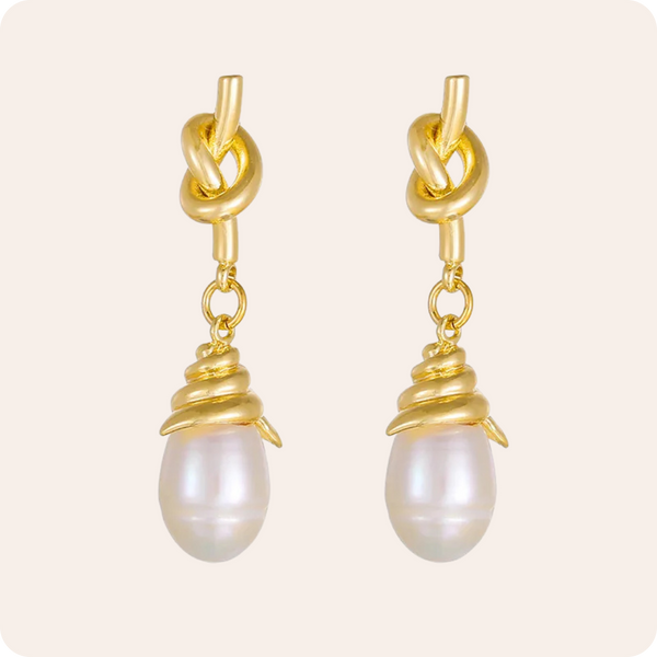 Bow Pearl Drop Silver Earrings