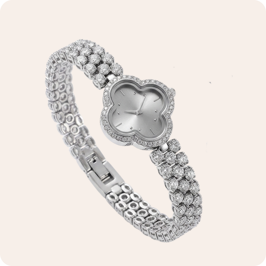 Clover Dial Crystal Bezel Bracelet Watch
