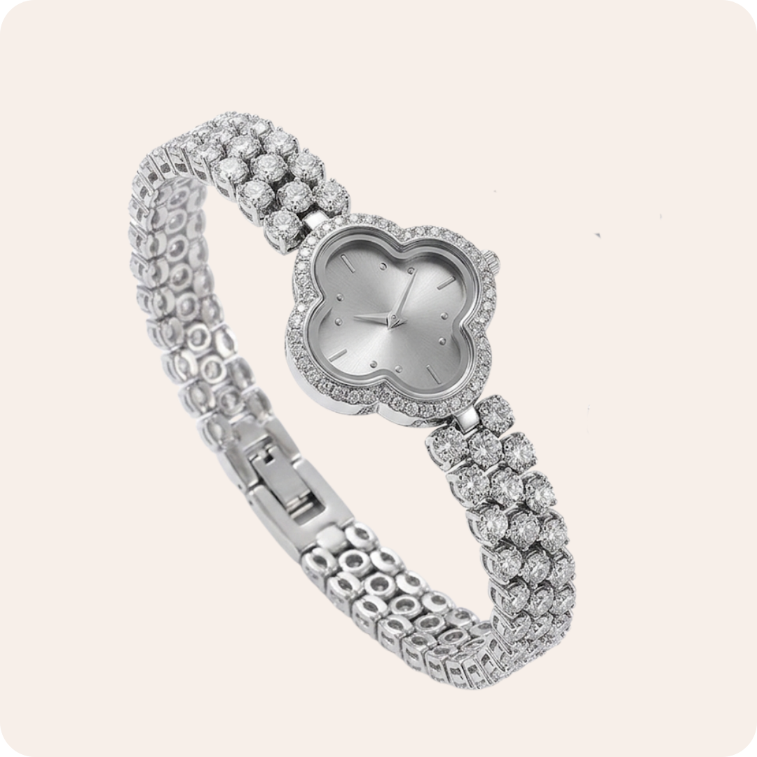 Clover Dial Crystal Bezel Bracelet Watch