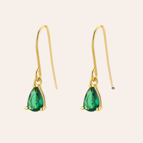 Emerald Small Water Drop Zircon Earrings Ear Hooks S925 Sterling Silver Exquisite Light Luxury Design New Earrings for Women Wholesale