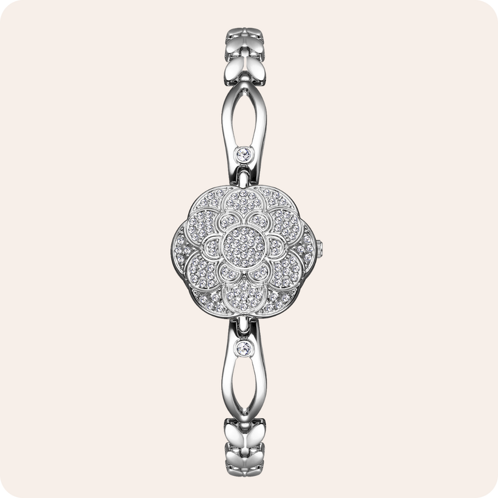 Floral Crystal Dial Link Watch