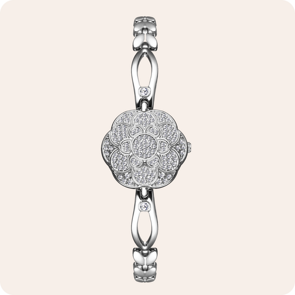 Floral Crystal Dial Link Watch