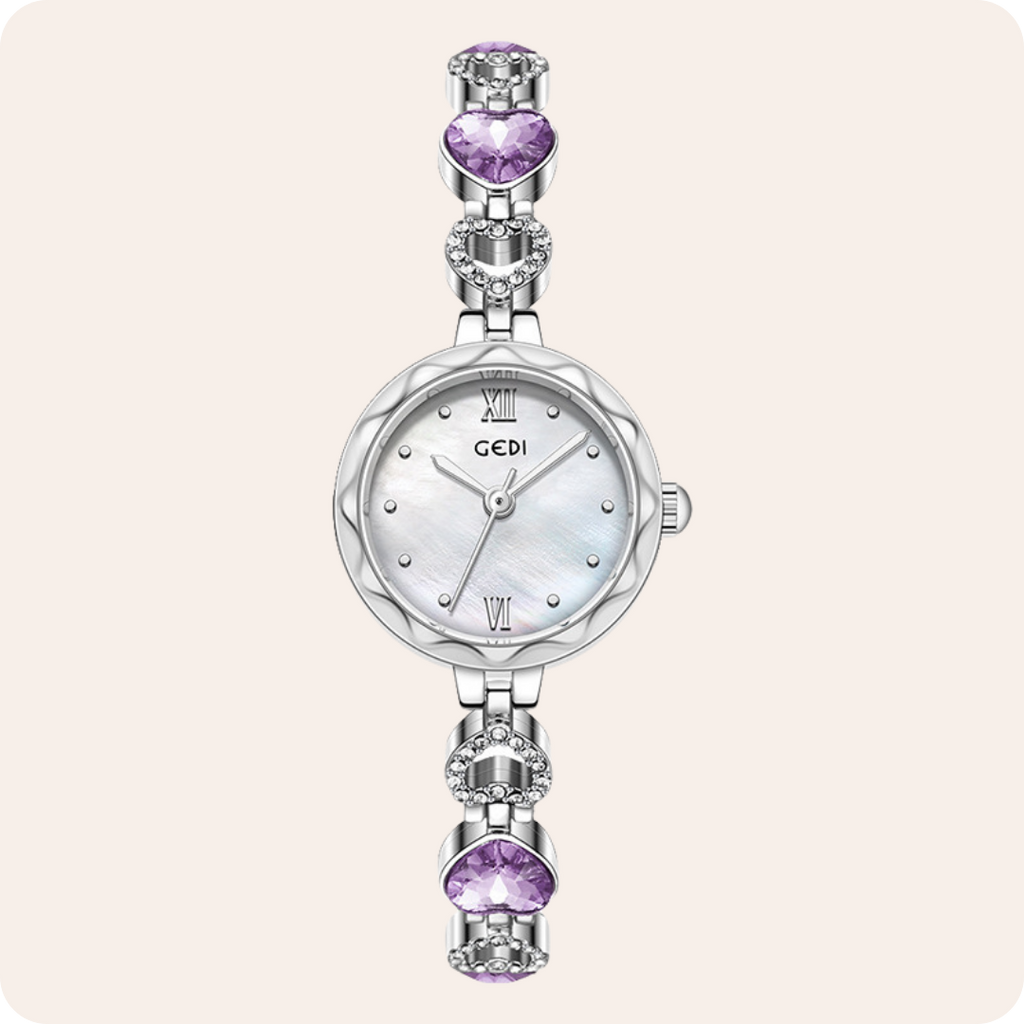 Fluted Bezel Crystal Link Bracelet Watch