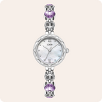 Fluted Bezel Crystal Link Bracelet Watch