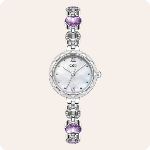 Fluted Bezel Crystal Link Bracelet Watch