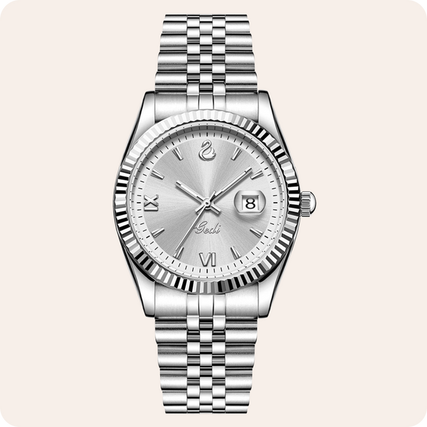 Fluted Bezel Date Dial Bracelet Watch