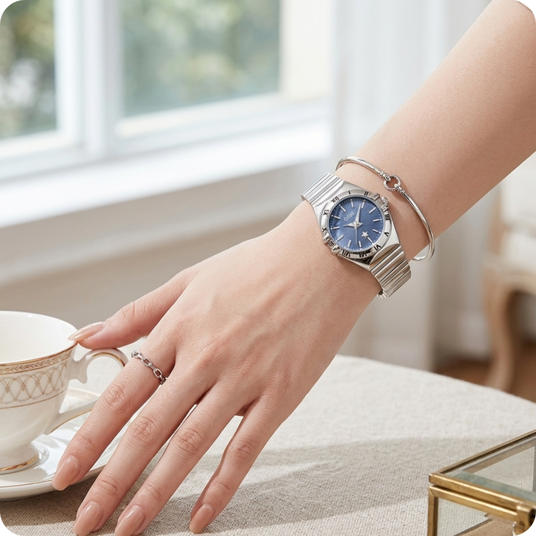 Fluted Bezel Roman Marker Bracelet Watch