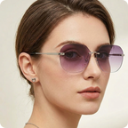 Frameless Square Silver Travel Sunglasses