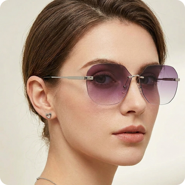 Frameless Square Silver Travel Sunglasses