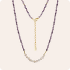 Geometric Pearl Stone Silver Necklace