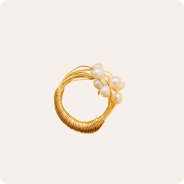 Geometric Pearl Vintage Silver Ring