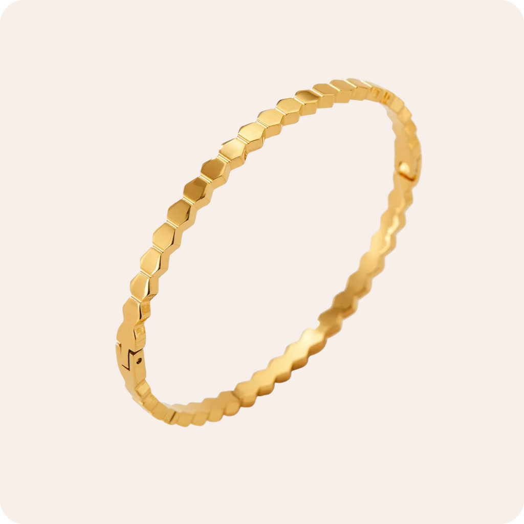 Geometric Zircon Gold Plated Bangle