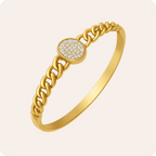 Geometric Zircon Gold Plated Bangle