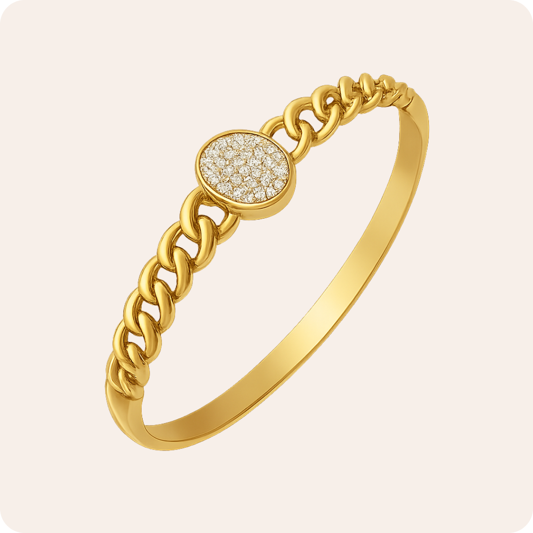 Geometric Zircon Gold Plated Bangle