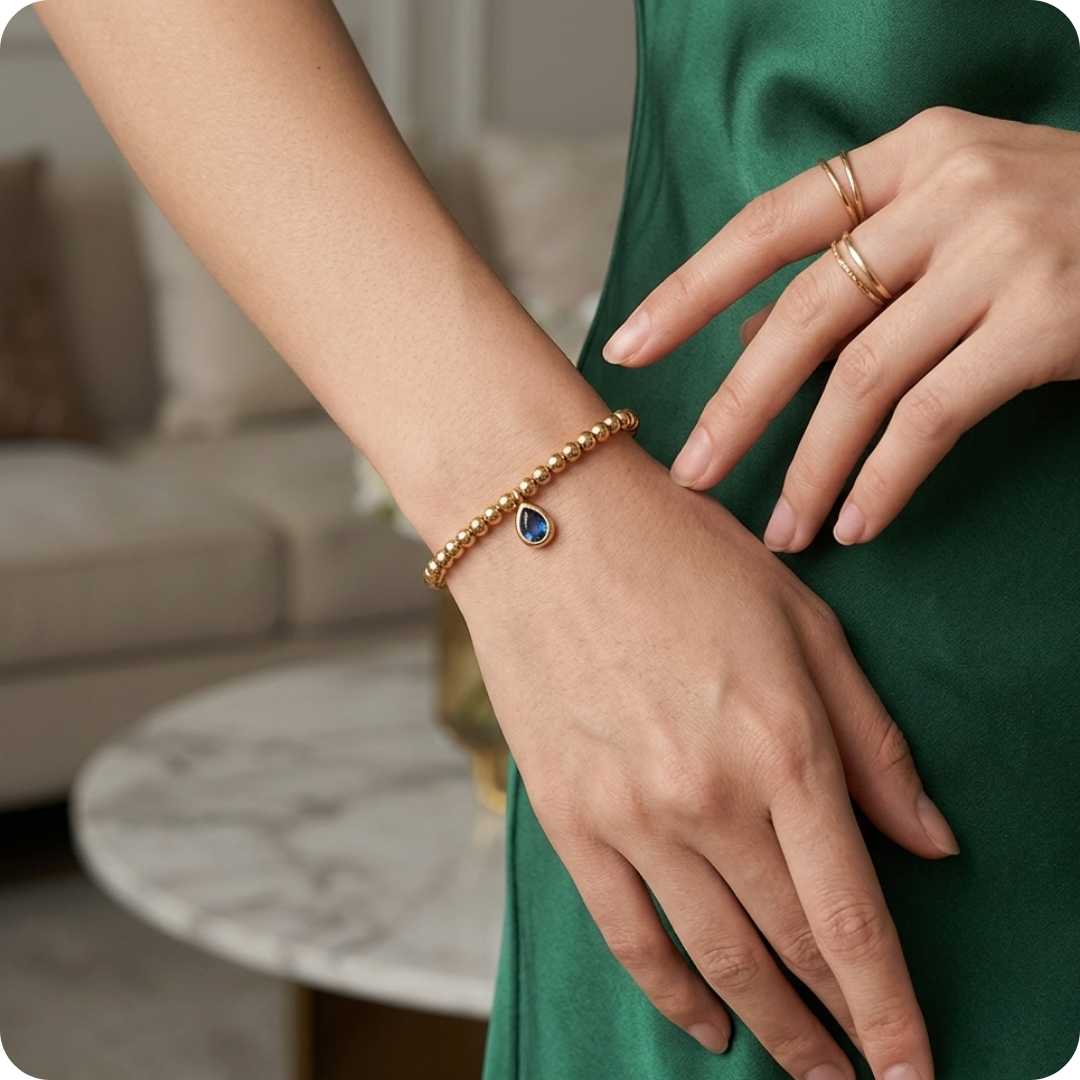Gold Birthstone Droplet Chain Bracelet