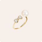 Gold Bow Pearl Adjustable Ring