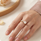 Gold Bow Pearl Adjustable Ring