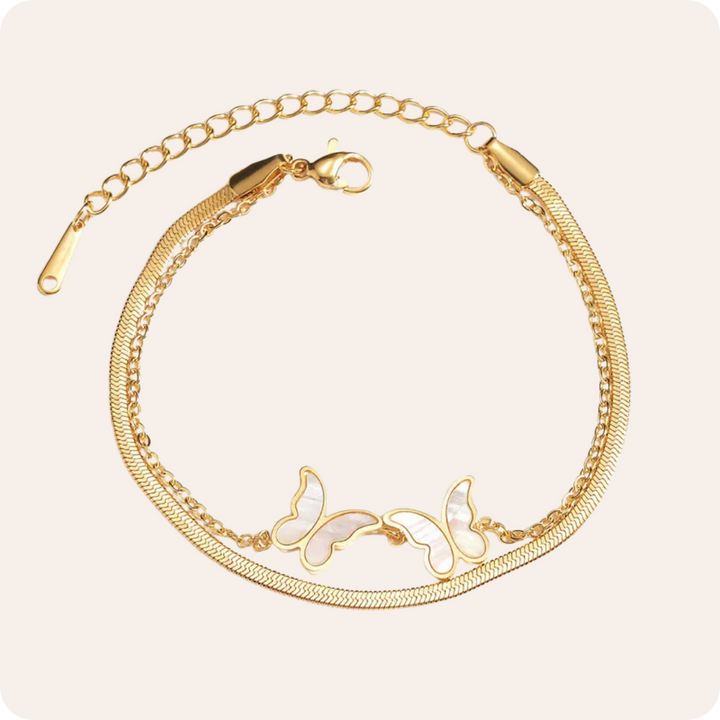 Gold Butterfly Mother Pearl Bracelet
