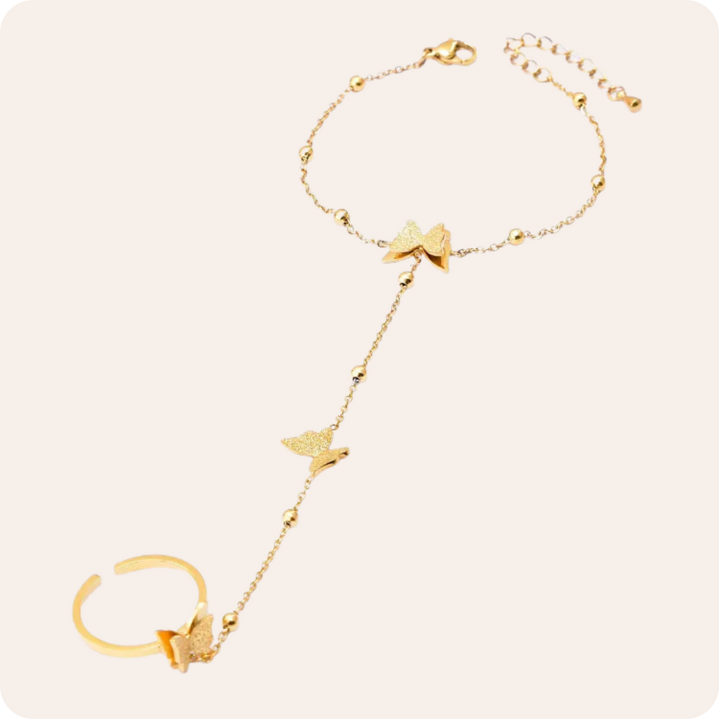 Gold Butterfly Sandblasted Titanium Bracelet
