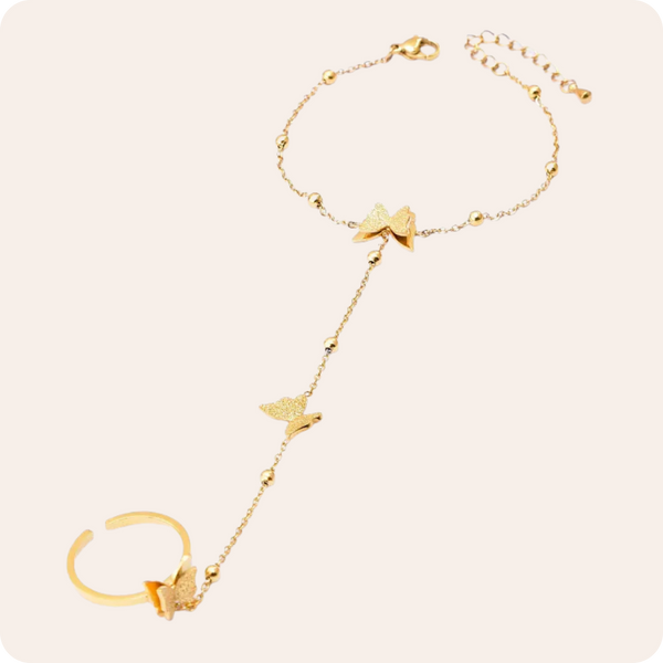 Gold Butterfly Sandblasted Titanium Bracelet