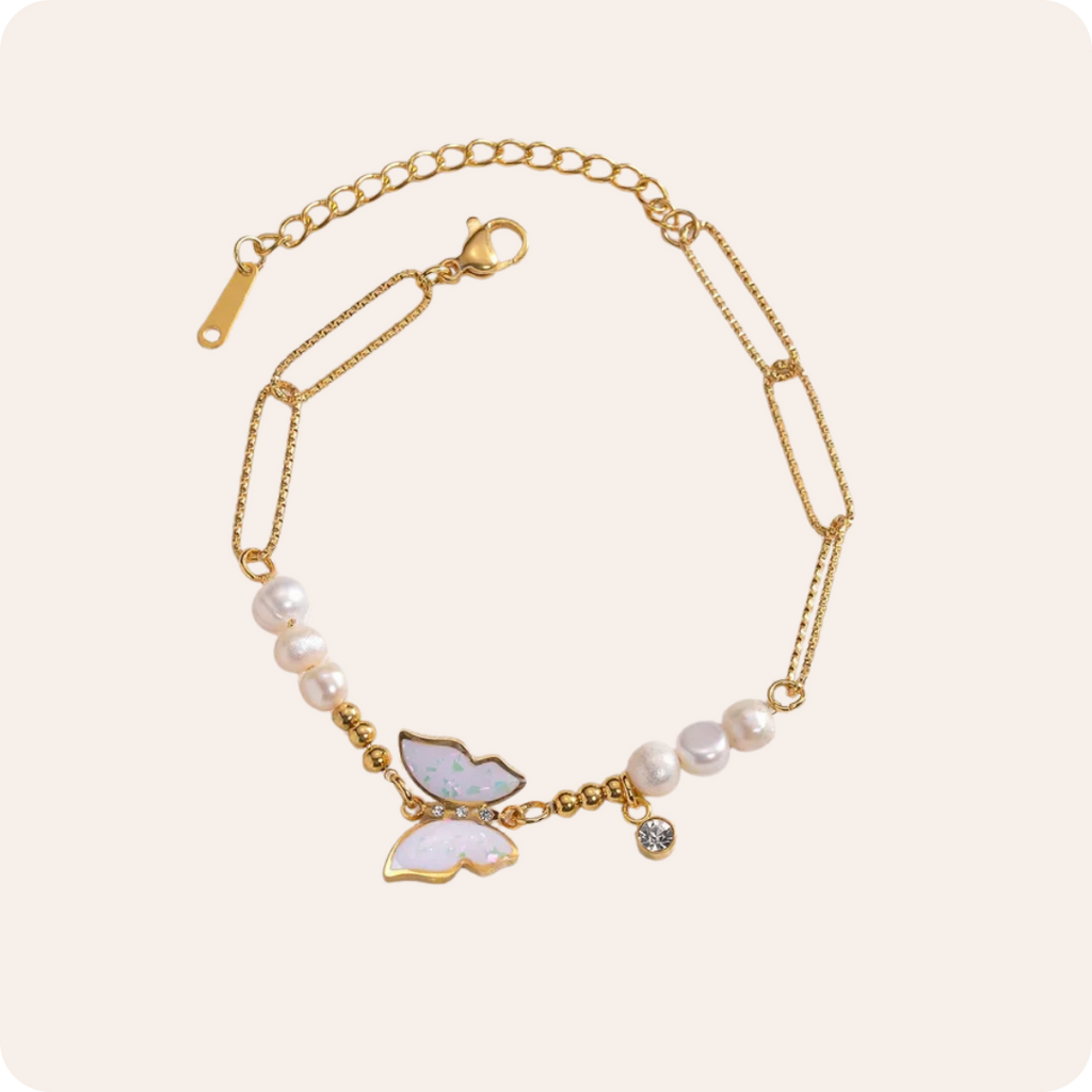 Gold Butterfly Vintage Titanium Bracelet