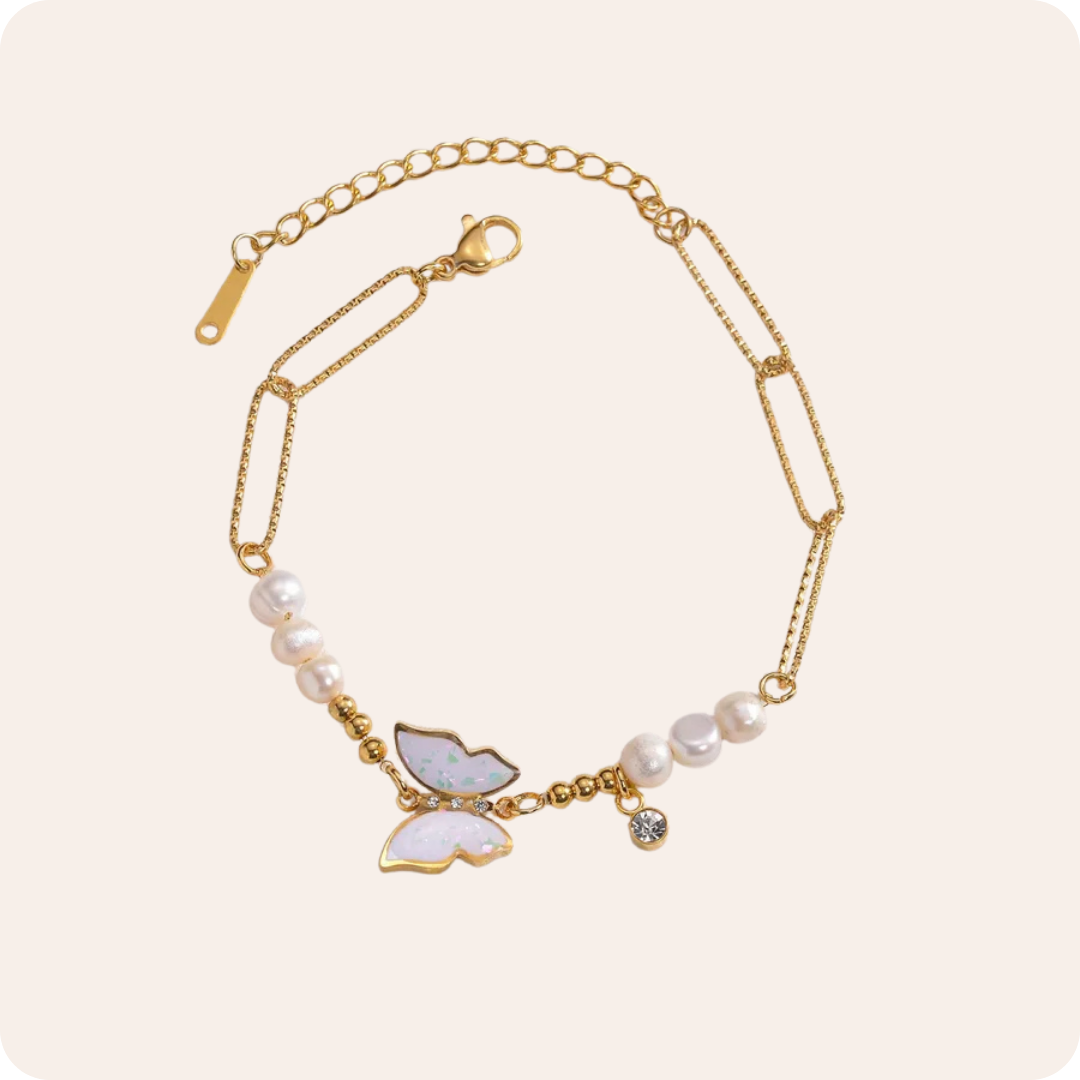 Gold Butterfly Vintage Titanium Bracelet