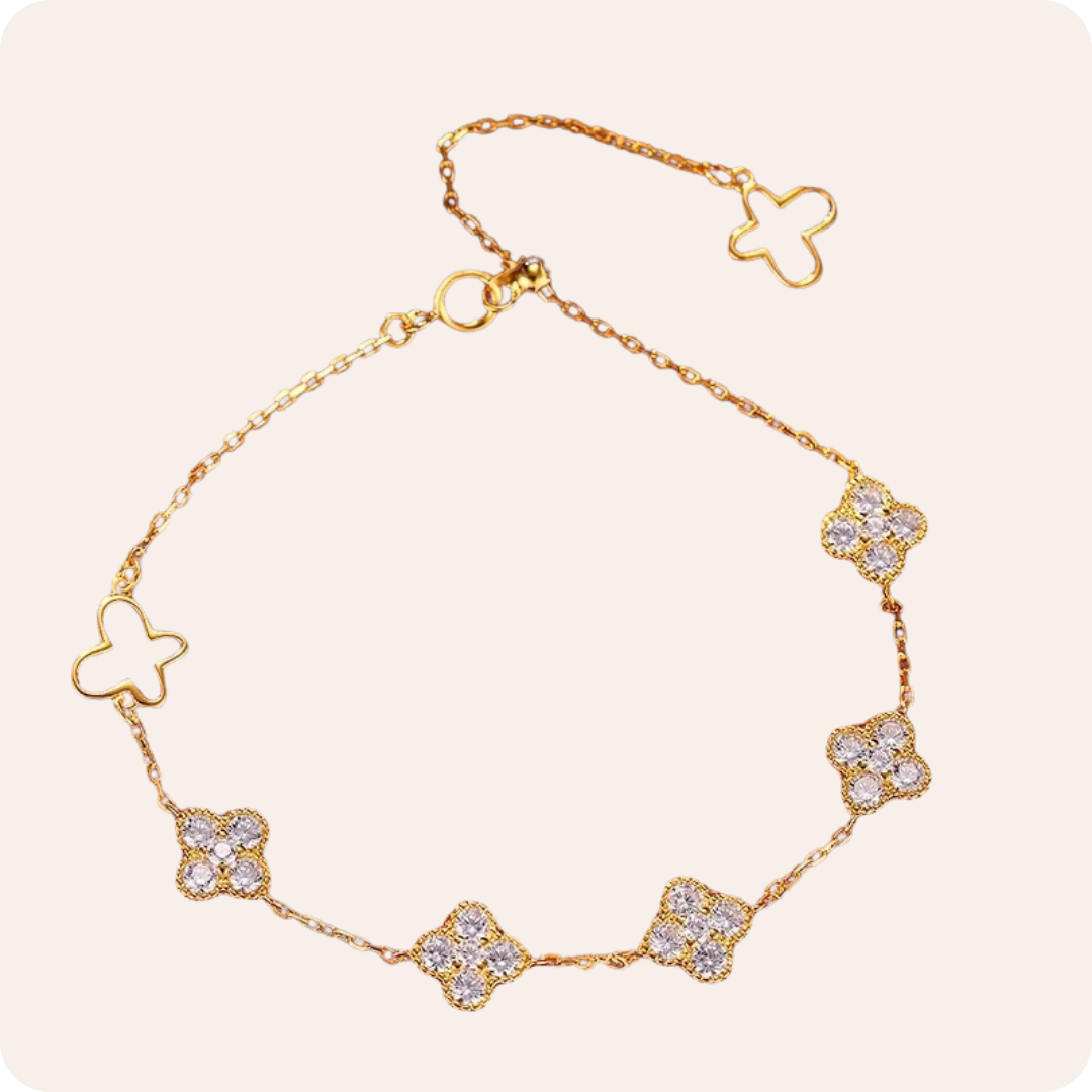 Gold Butterfly Zircon Silver Bracelet