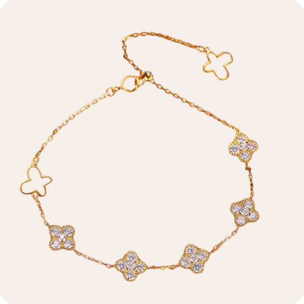Gold Butterfly Zircon Silver Bracelet