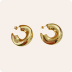 Gold C Shape 18K Gold Ear Studs