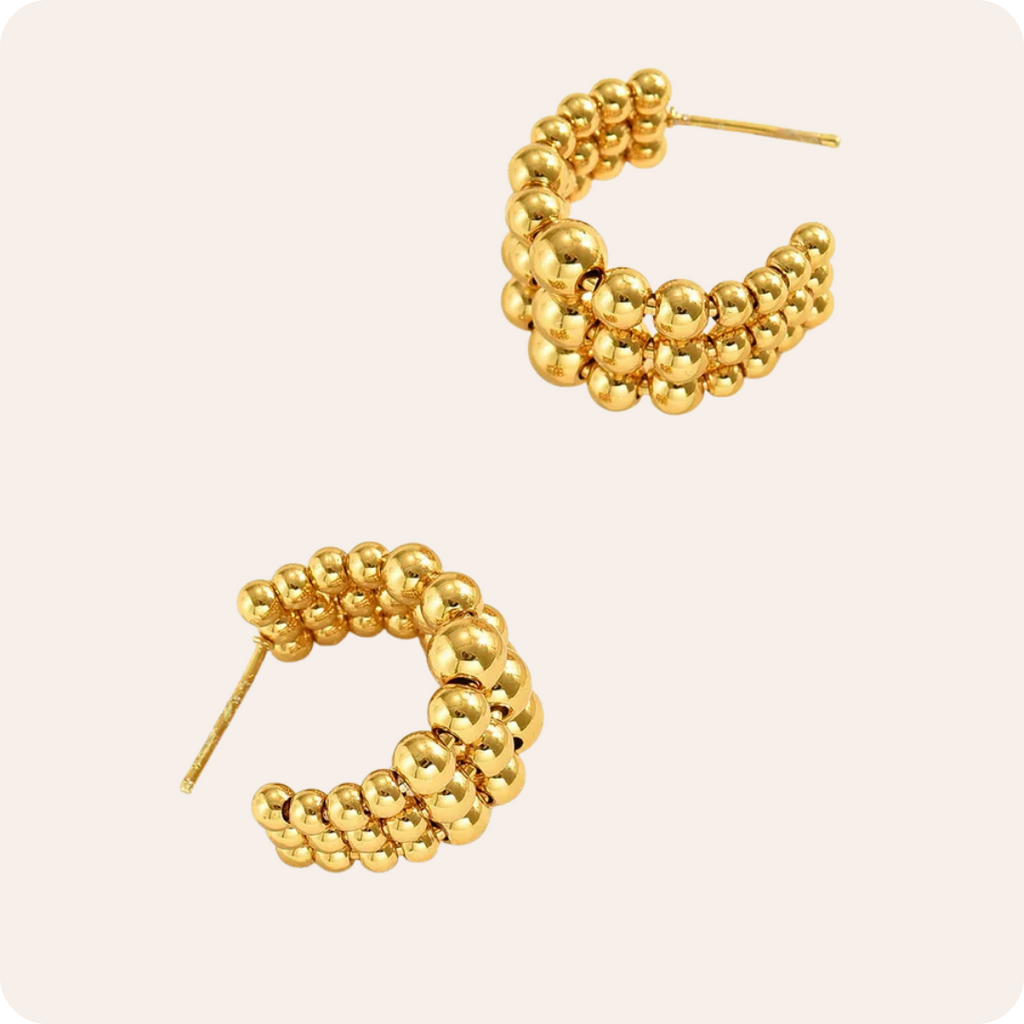 Gold C Shape Round Ear Studs