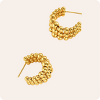 Gold C Shape Round Ear Studs