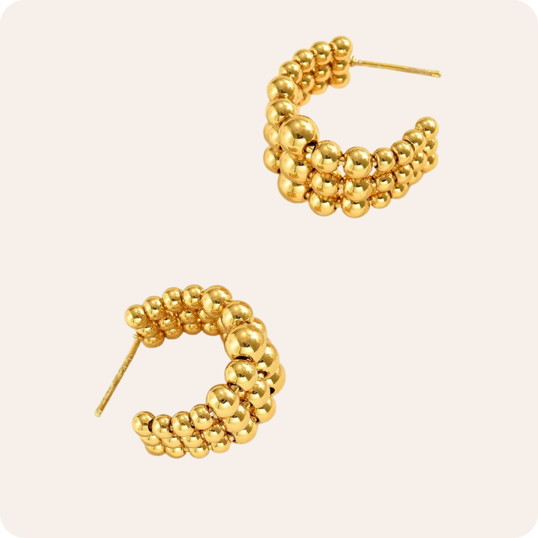 Gold C Shape Round Ear Studs