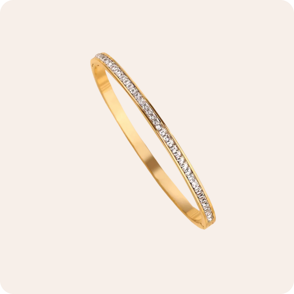 Gold Circle Rhinestone Elegant Bangle