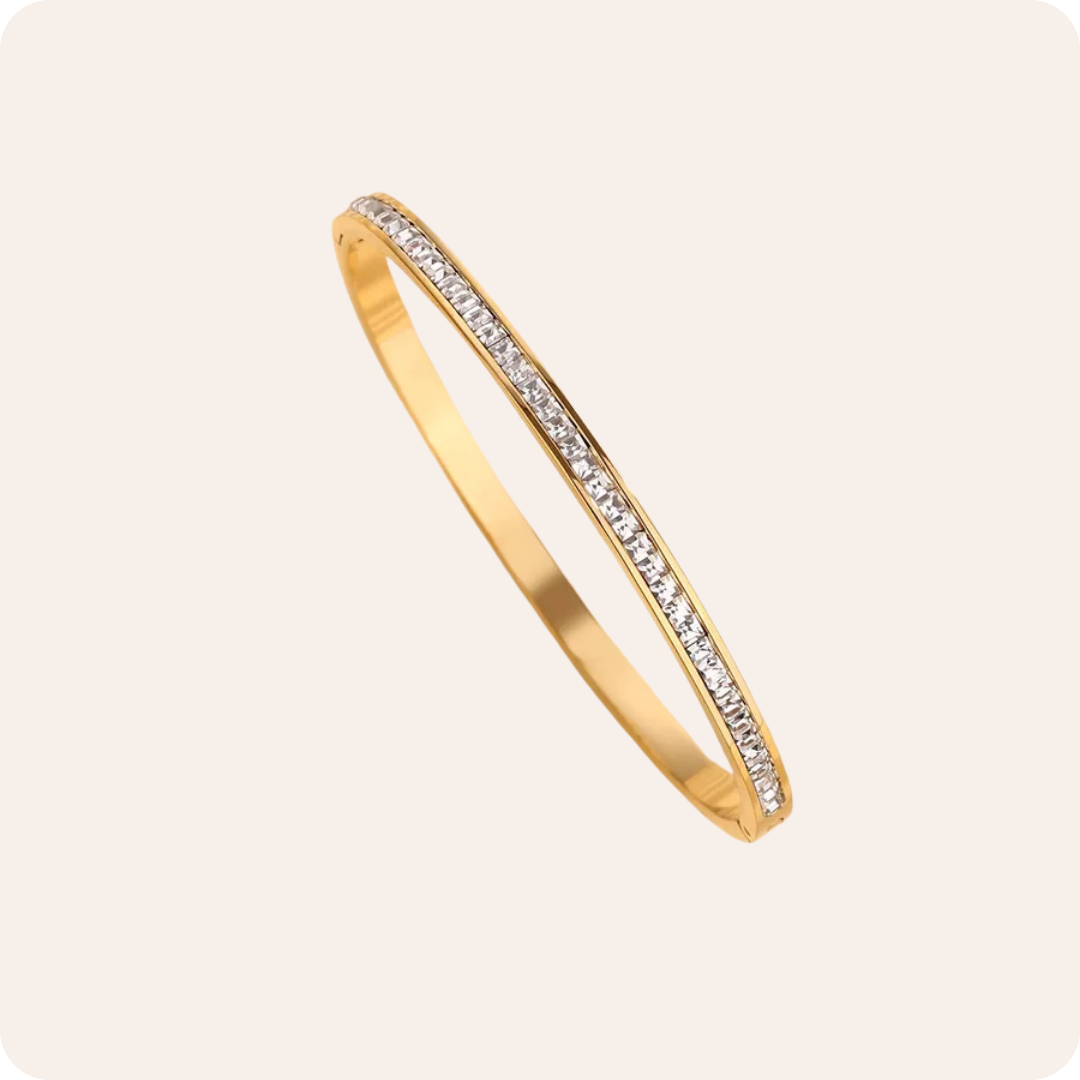 Gold Circle Rhinestone Elegant Bangle