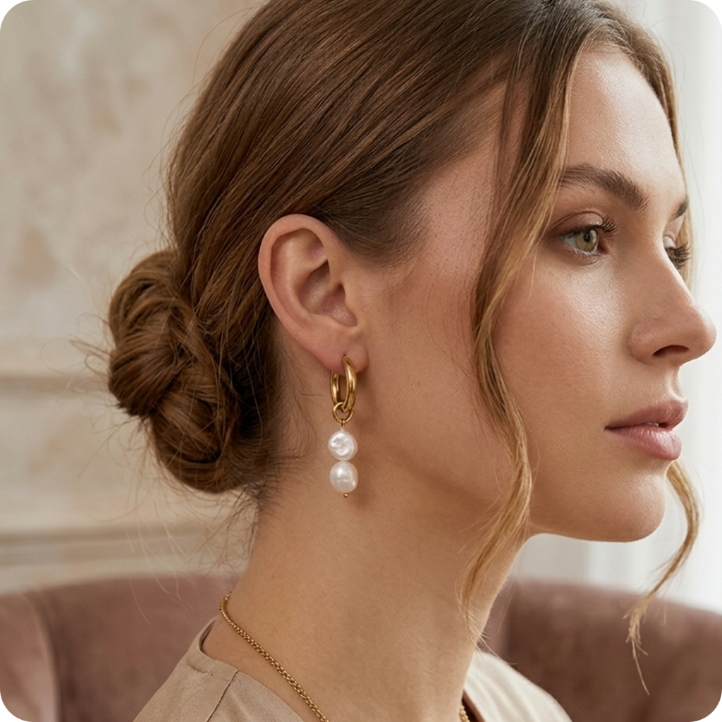 Gold Circle Sleeper Hoop Earrings